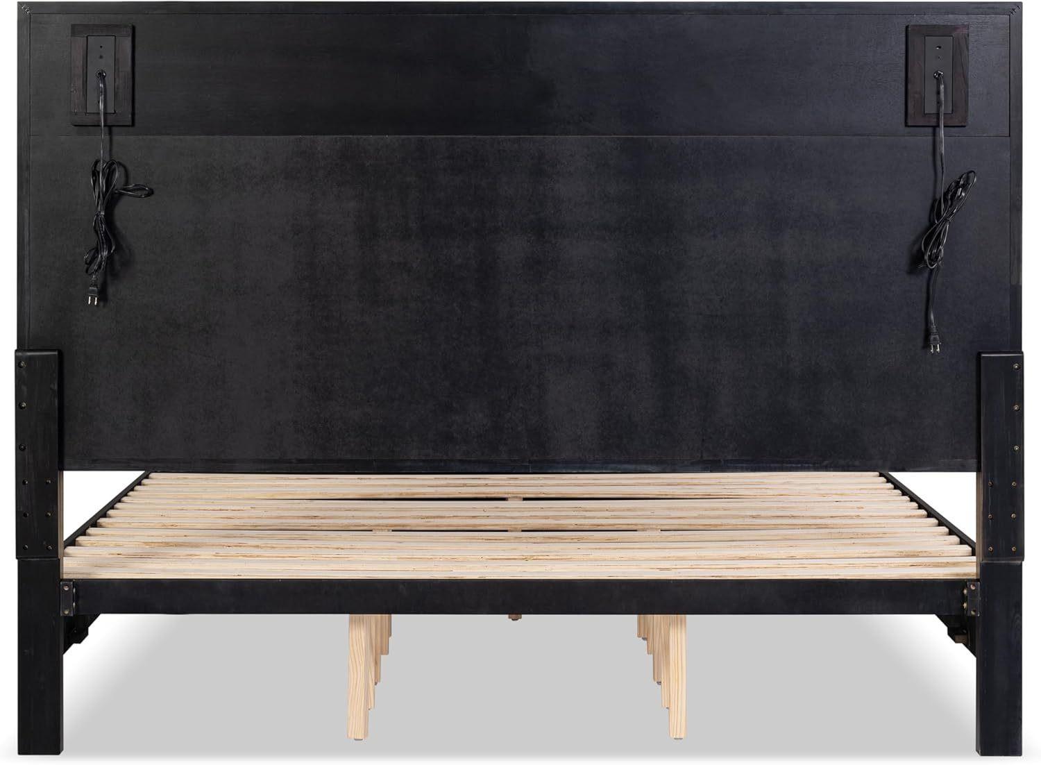 Mid-Century Modern King Size Bed with Storage Drawers.