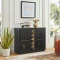 Black Fluted MDF Liquor Cabinet with Wine Rack and Storage