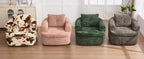 Modern 360° Swivel Accent Barrel Chair with Dual-Layer Cushion in Beige & Brown Faux Fur, 36.6' Round Seating for Living Room, Bedroom, Office, or Hotel