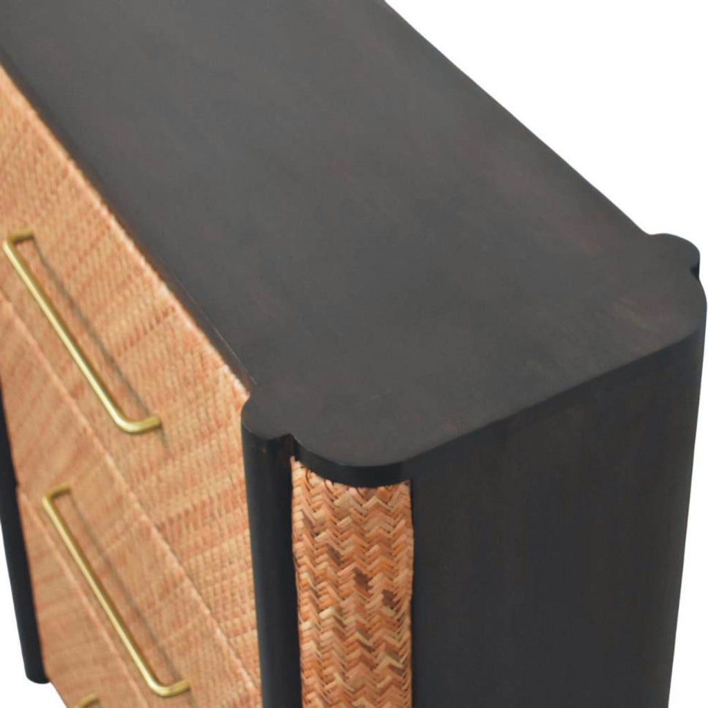 Solid Wood Havana Weave 3 Drawer Chest,Brown.