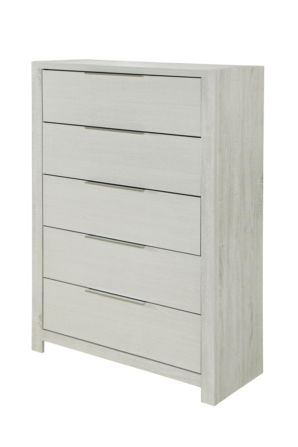 Modern Beige Storage Chest with 5 Drawers for Bedroom.