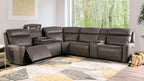Power Reclining Sectional Dark Gray Sofa for Living Room.