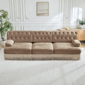 3-Seater Pet-friendly Velvet Sofa with Tassel Fringe Skirt.