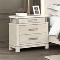 Transitional Nightstand with Marble Top and Metal Handles.