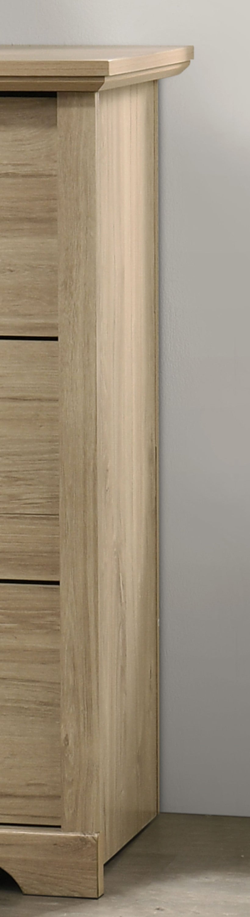 Side view of Elara Light Oak Dresser showing smooth wood finish and clean modern lines for contemporary interiors.