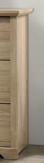 Side view of Elara Light Oak Dresser showing smooth wood finish and clean modern lines for contemporary interiors.