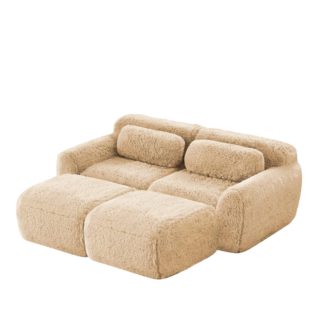 Plush Fabric Modular Sectional Sofa - No Assembly, Anti-Slip.