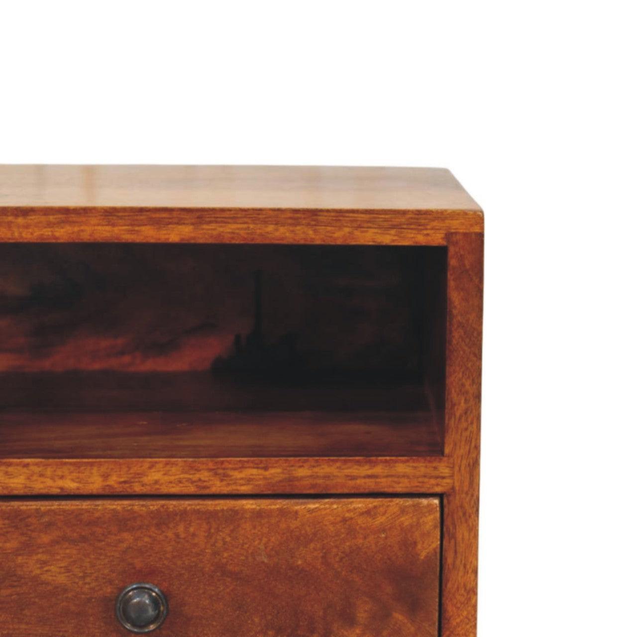 Solis 1-Drawer Chestnut Wall-Mounted Nightstand, 1 Open Slot, Brown.