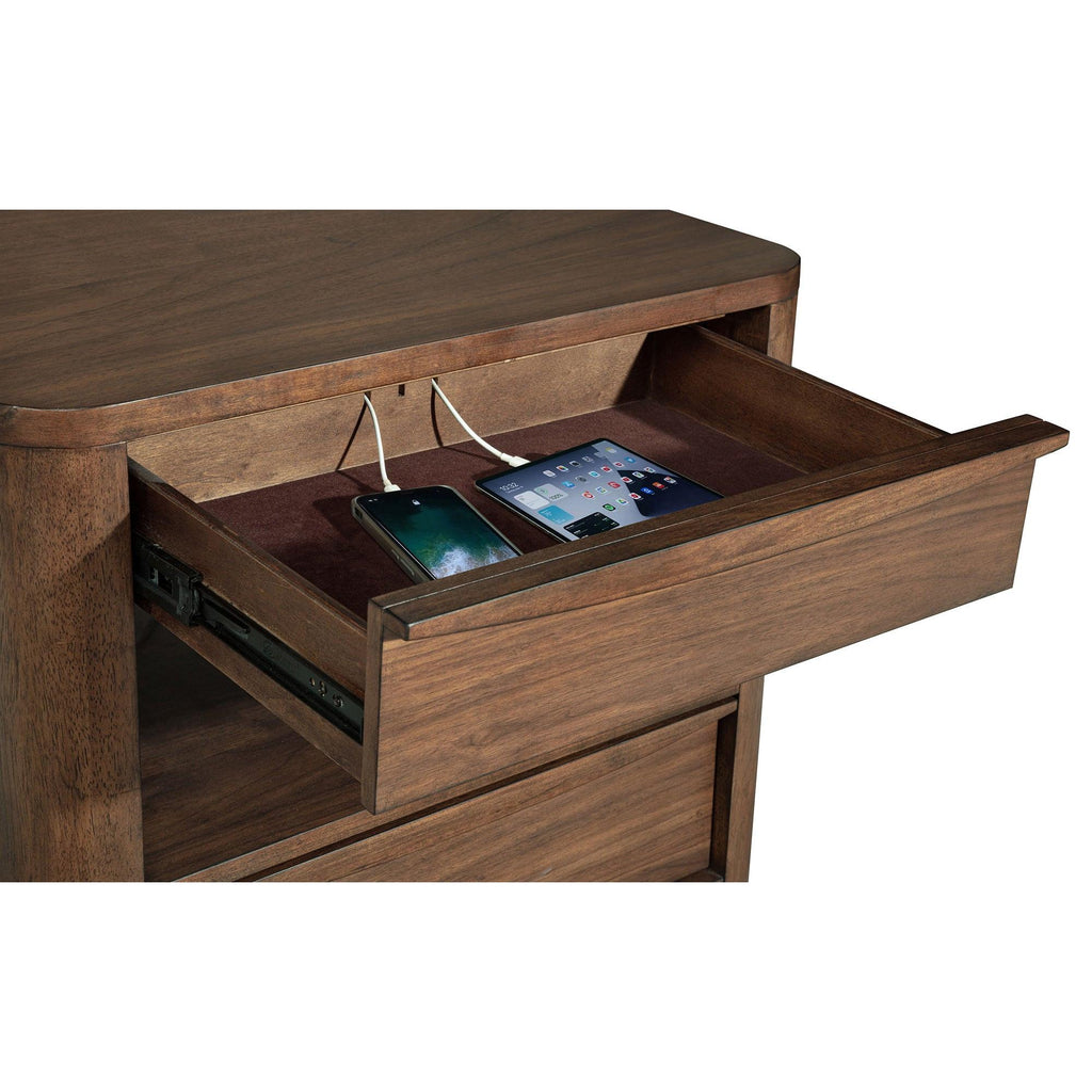 Walnut Nightstand with Hidden Storage - Verona Style.