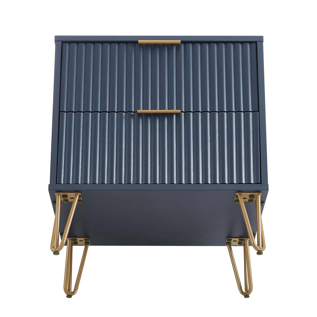 Dumbo 20' Fluted Nightstand in Midnight Blue (2-Drawer)