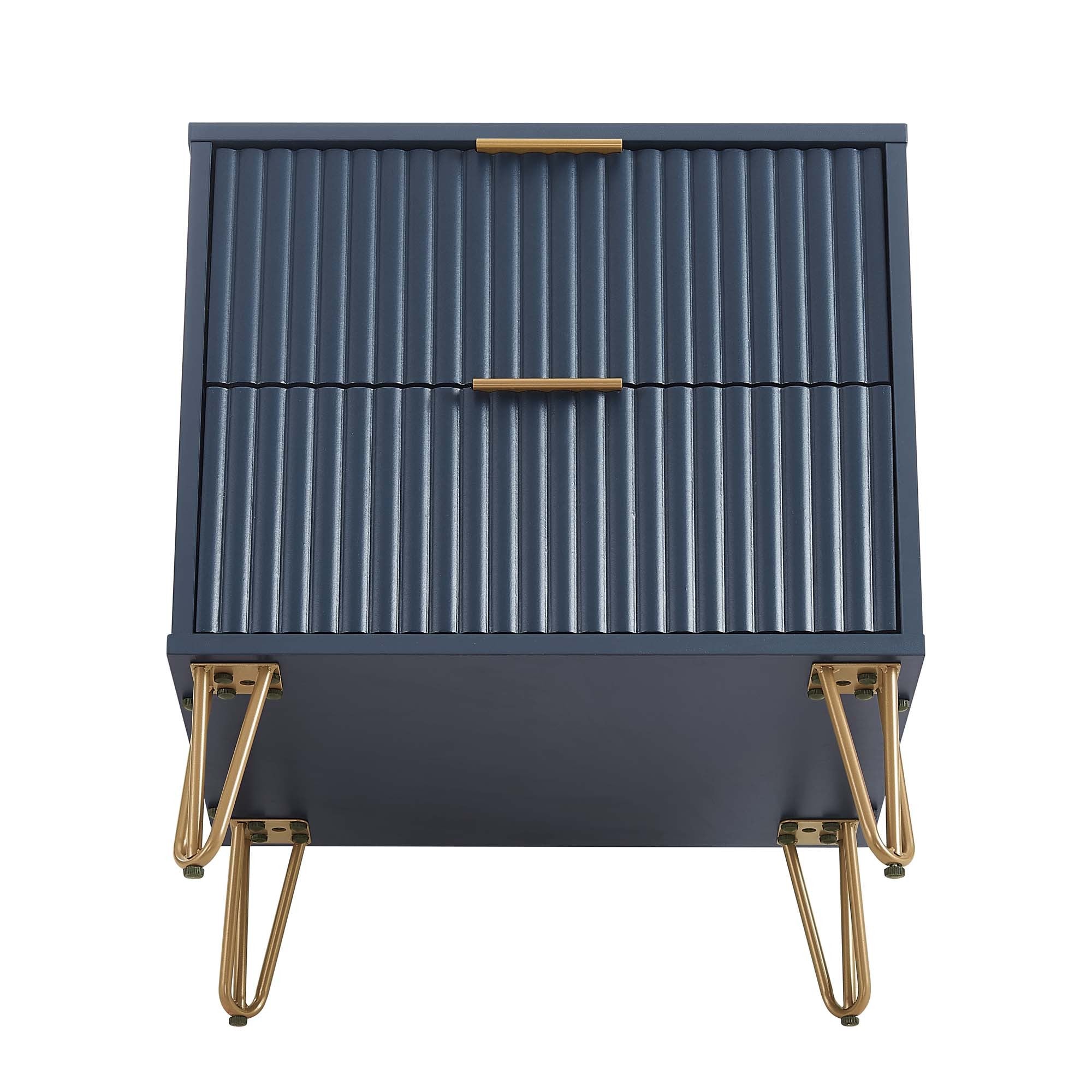 Dumbo 20' Fluted Nightstand in Midnight Blue (2-Drawer)