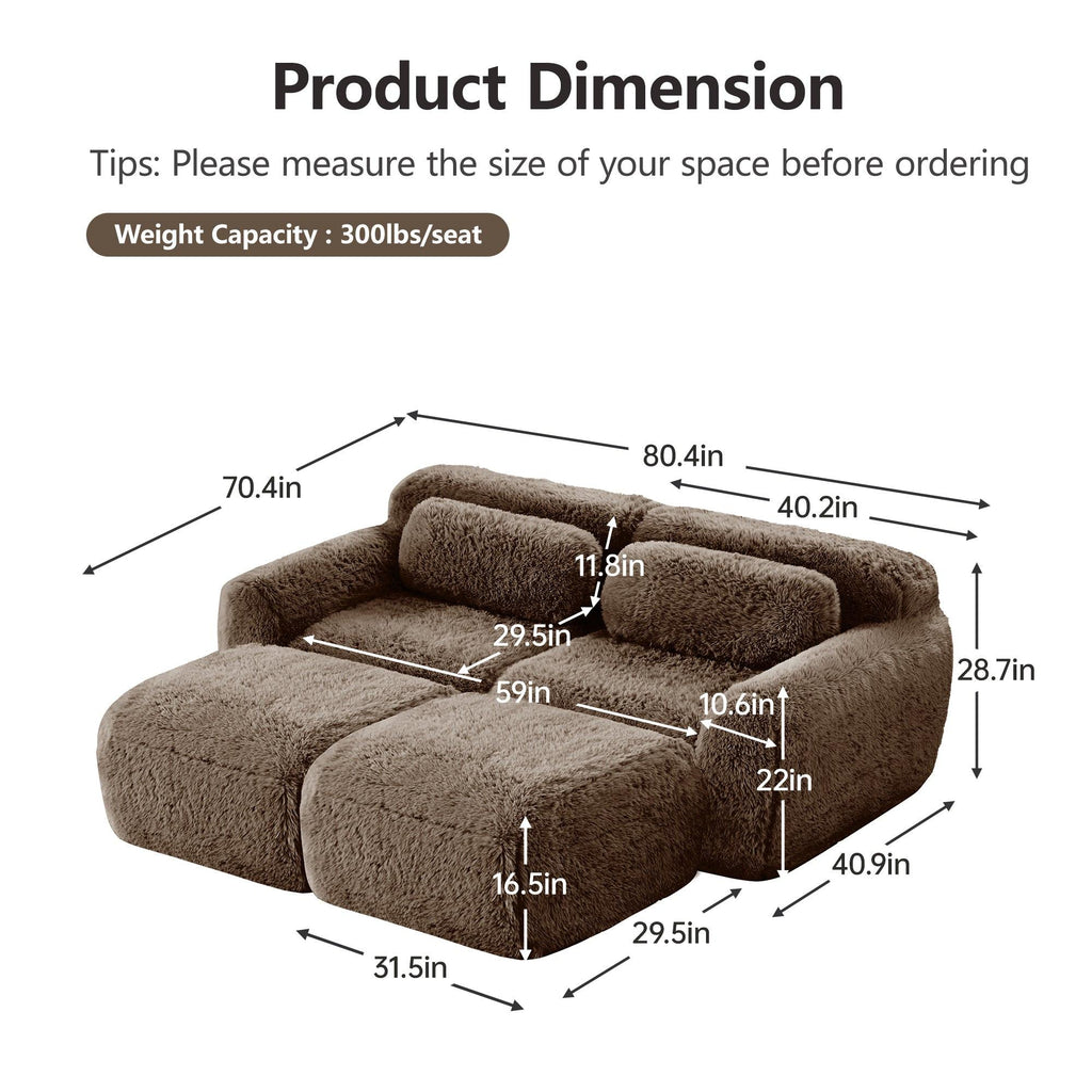 Modular Plush Sectional Sofa - Anti-Slip, No Assembly.