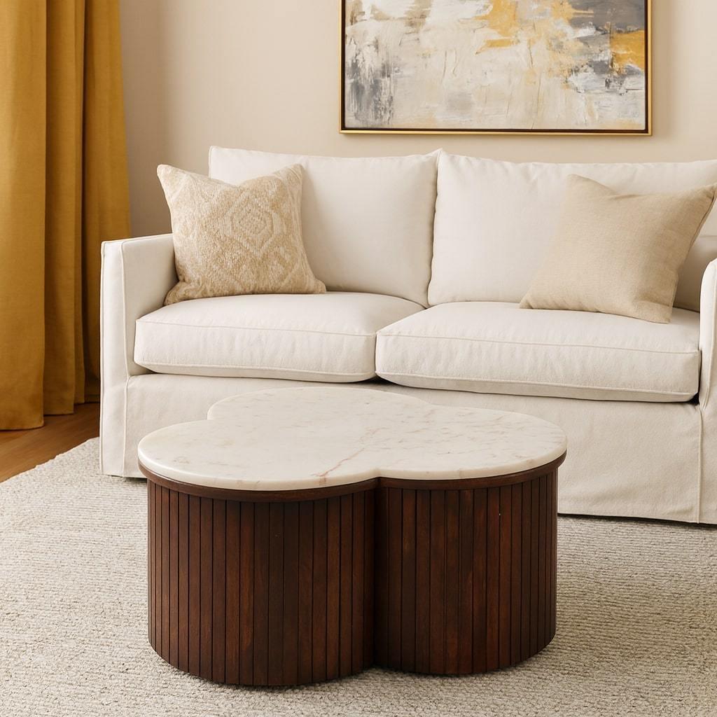 Solid Wood Coffee Table - Artisan Furniture Verona Marble.
