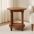 Wooden Barley Twist Round Side Table.