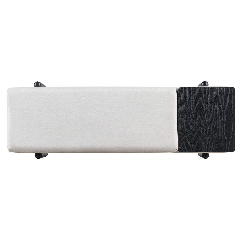 TREXM Farmhouse Upholstered Storage Bench with Hidden Compartment, Modern Entryway Bench for Living Room, Entryway, and Hallways (Black)