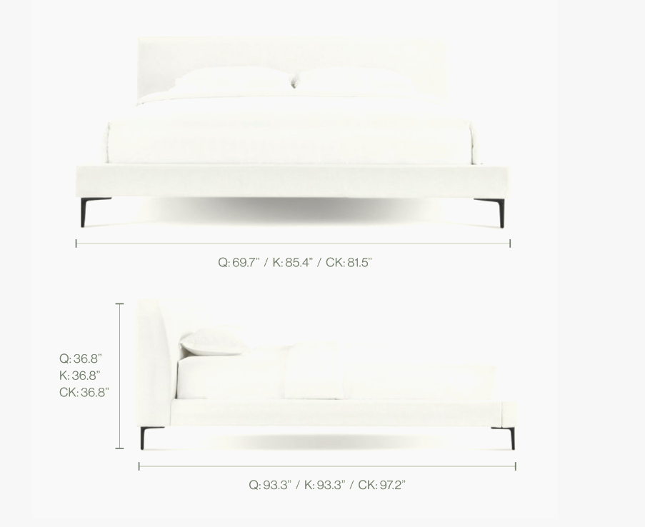 Brooke Mid Century Platform Bed California King.