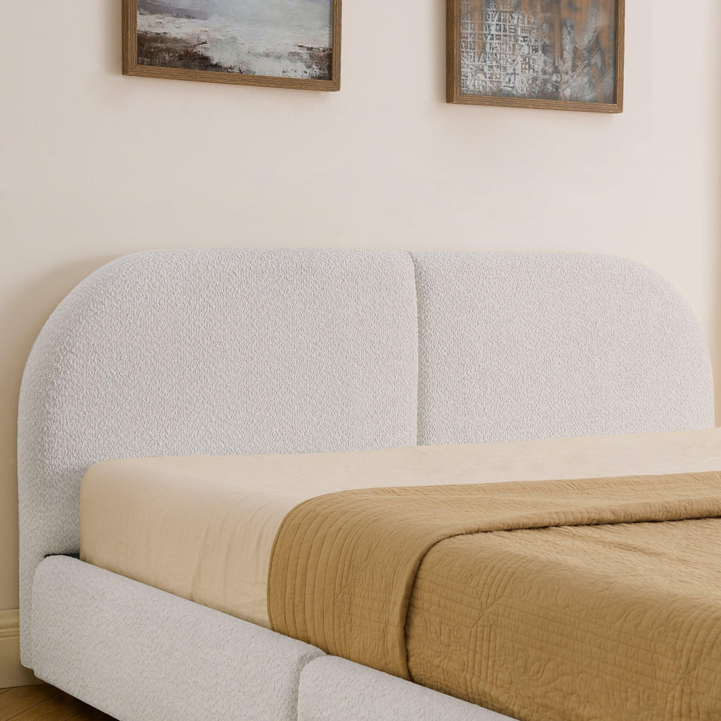 Queen Size Upholstered Bed Frame - Circle Yarn Fabric.