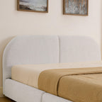 Queen Size Upholstered Bed Frame - Circle Yarn Fabric.