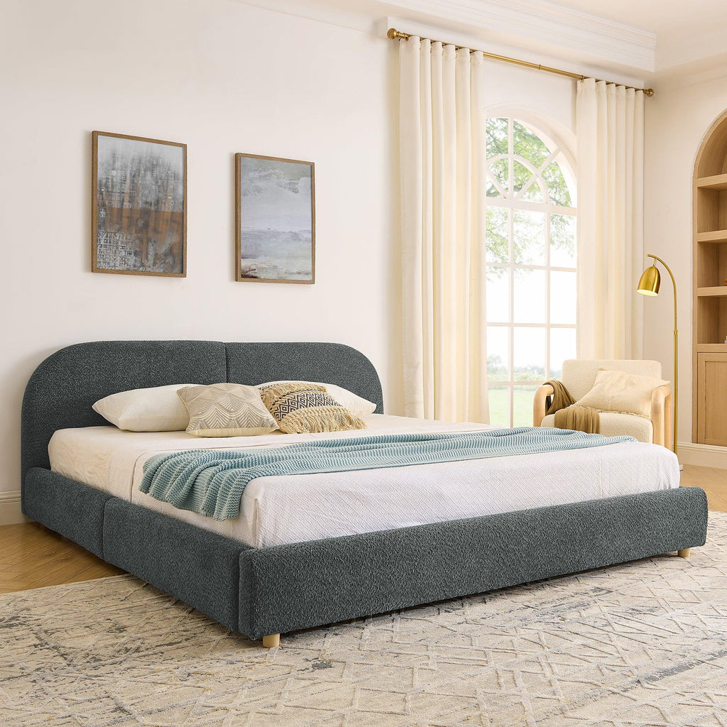 King Size Upholstered Bed Frame with Storage and Headboard.