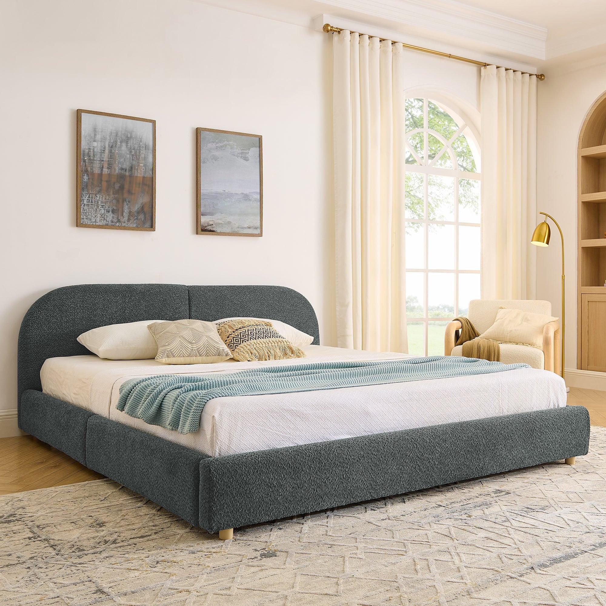 King Size Upholstered Bed Frame with Storage and Headboard.