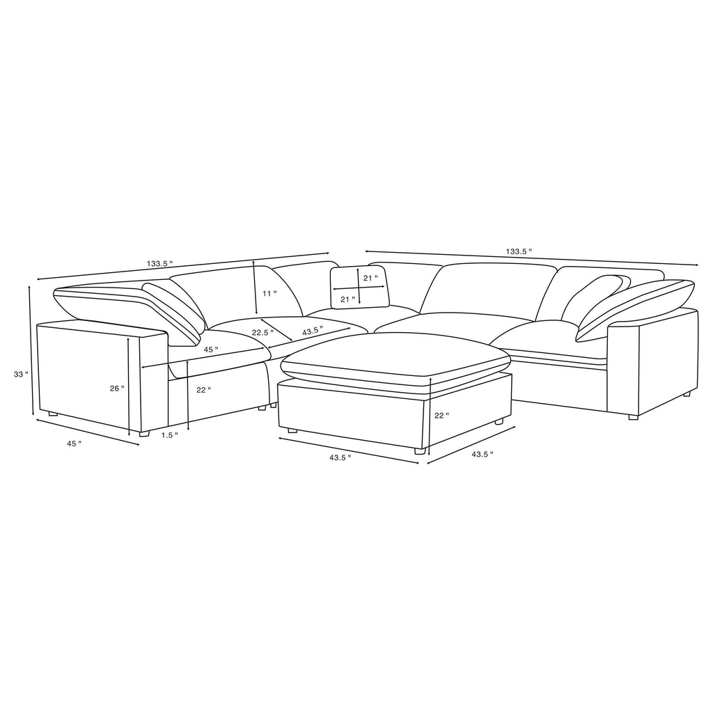 Segoura Grey Modular Sectional Sofa with Ottoman.