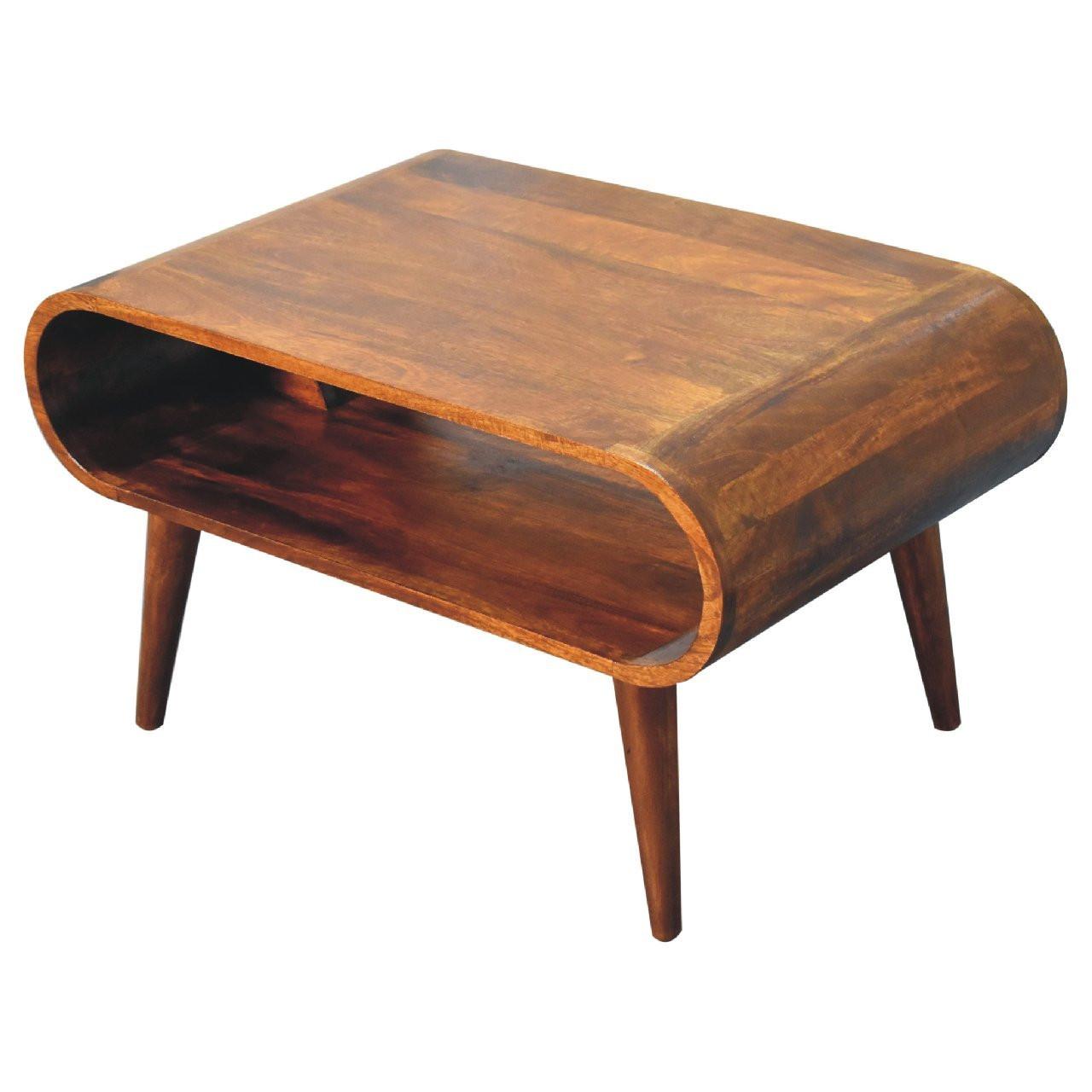 Open Chestnut Coffee Table, Nordic Legs, Dark Brown.