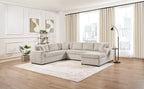 Oversized Sectional Sofa 115.3' U-Shaped Sofa with Chaise Lounge and Three Soft Throw Pillows, Light Gray Corduroy, 115.3' x 90.5'
