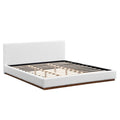 White Boucle Upholstered Bed - King Size with Solid Wood Frame.