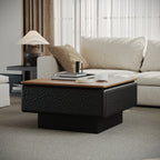 31-Inch Square Lift Top Coffee Table in Black and Brown Wood