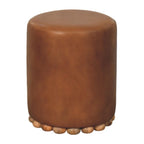 Bola Leather Stool - Solid Wood Construction.