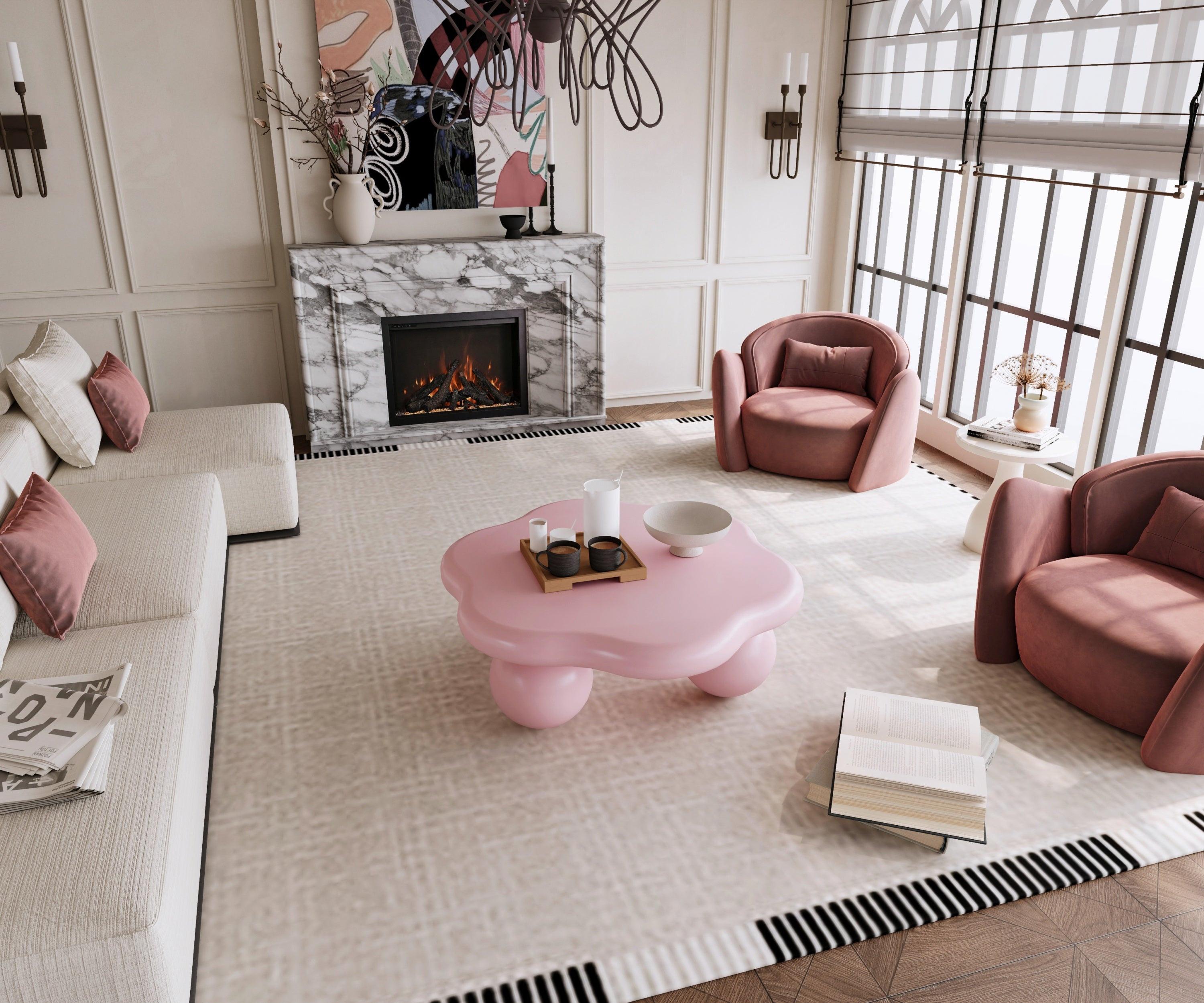 Pink Cloud Shaped Coffee Table for Small Spaces.