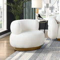 Luxurious White Sherpa Swivel Chair with Gold Base - 35 Inch Round