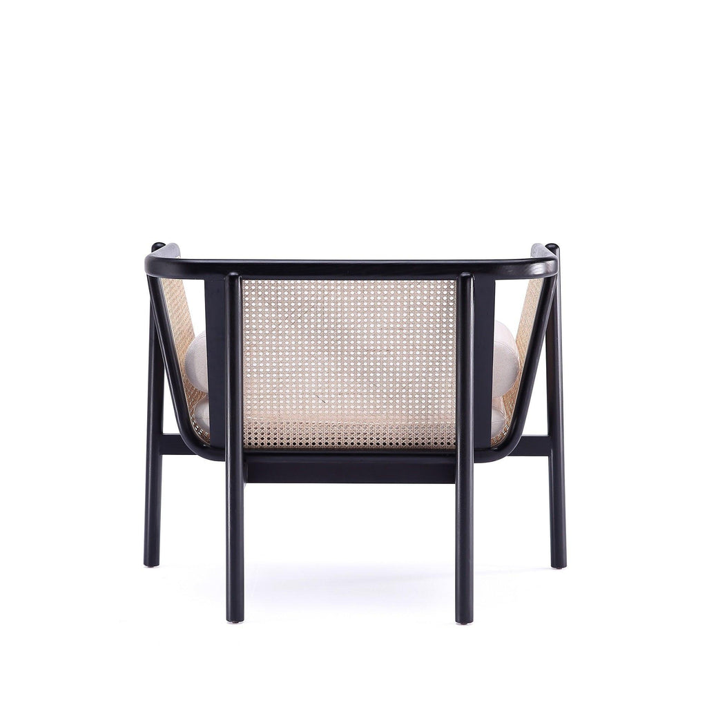 Versailles Cane Wood Accent Armchair in Cream.