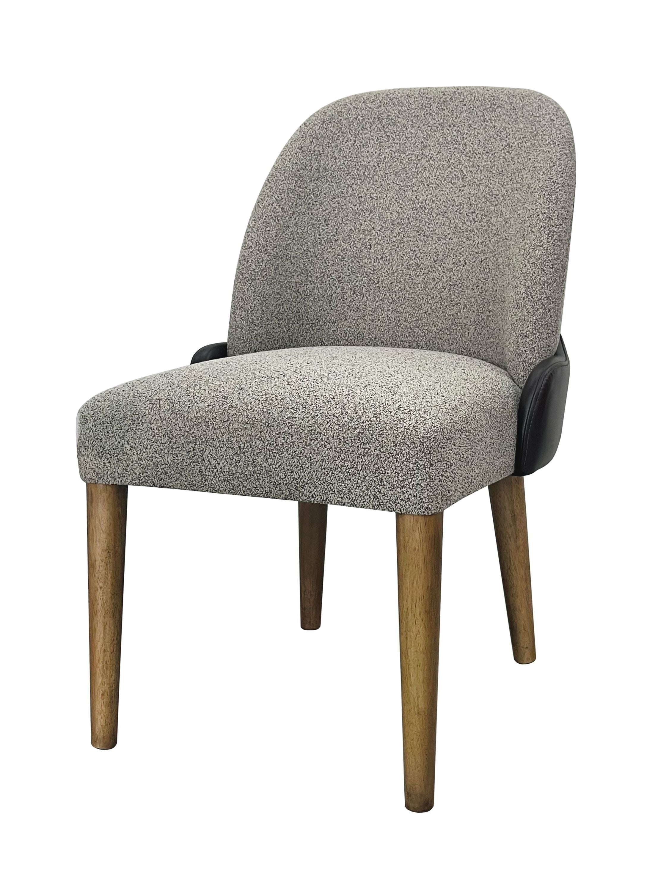 Barrel Back Chair Set - Coffee with curved backrest, textured upholstery, and eucalyptus wood legs, ideal for modern dining spaces.