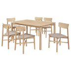 Svenstra 7-Piece Wood Dining Set with Taupe Fabric Chairs, 60-Inch