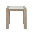 Ana Beige End Table with square marble top and sturdy rubberwood legs, shown from front view. Modern design ideal for living room decor.