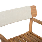 Creative Braided Acacia Wood Outdoor Dining Table and Chairs with Armrests, Teak Look & White Rope, Set of 2