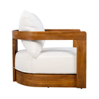 Premium Acacia Wood Outdoor Club Chair, Curved Tub Design, Water-Resistant Cushions, All-Weather Slat Construction