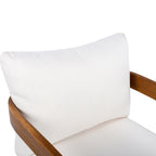 Premium Acacia Wood Outdoor Club Chair, Curved Tub Design, Water-Resistant Cushions, All-Weather Slat Construction