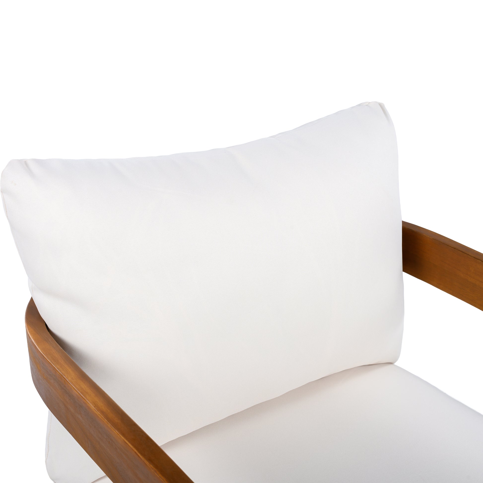 Premium Acacia Wood Outdoor Club Chair, Curved Tub Design, Water-Resistant Cushions, All-Weather Slat Construction