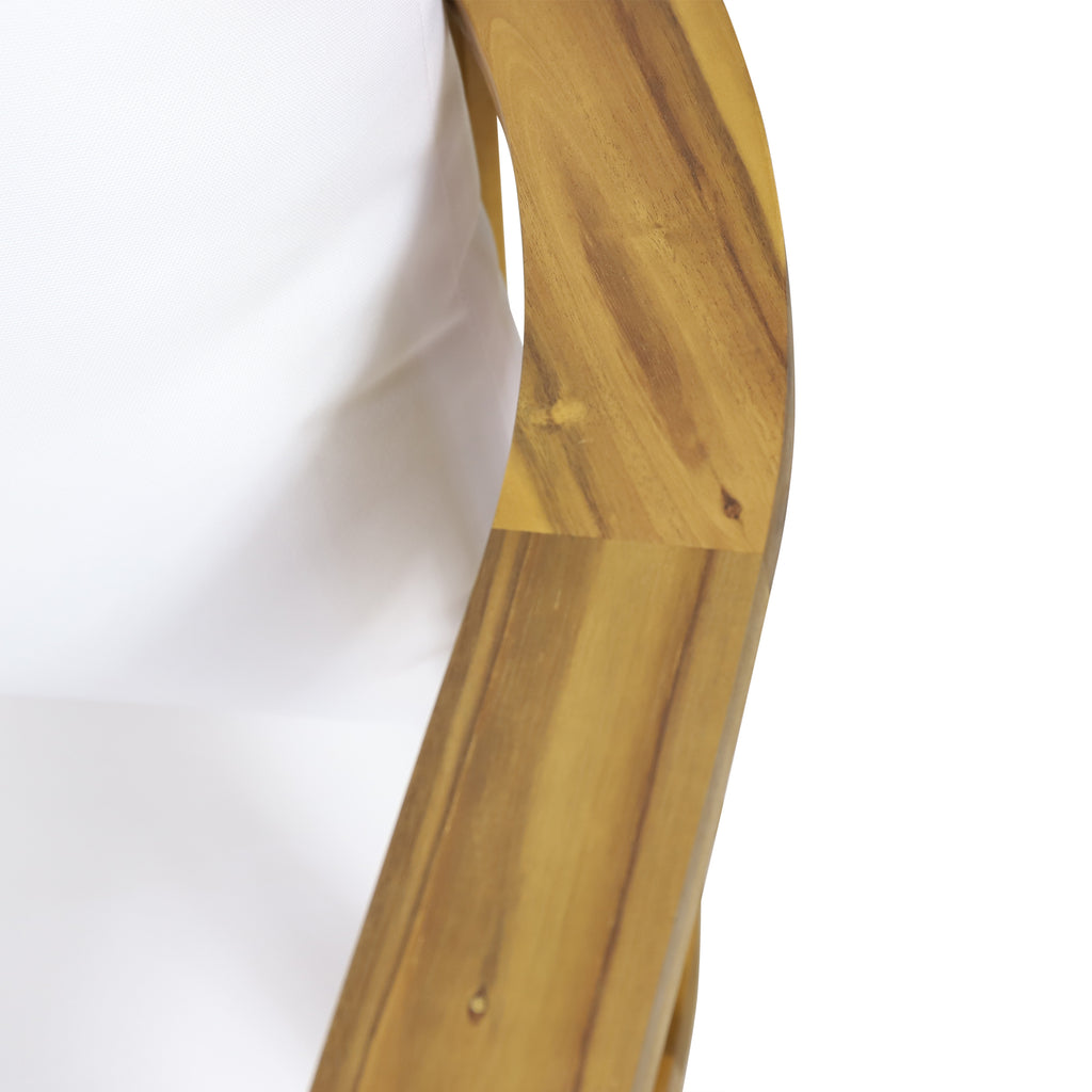 Set of 2, Outdoor Acacia Wood Patio Club Chair, Wooden Patio Furniture,Waterproof Thick Cushion Deep Seating for Porch, Garden, Backyard, Balcony, Weight Capacity 400lbs, Teak Finish, White