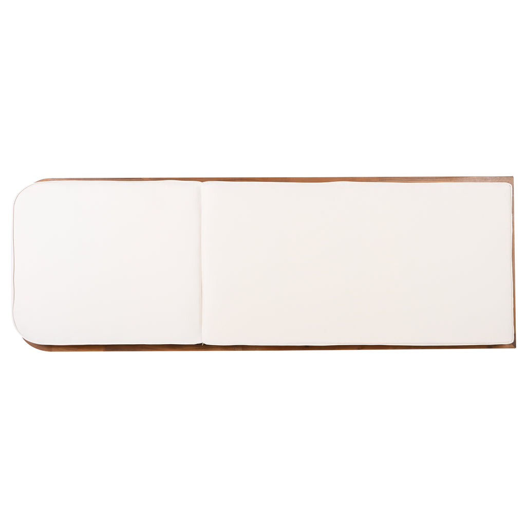 Outdoor Lounge Chair - Acacia Wood & PE Rattan Design with White Cushion