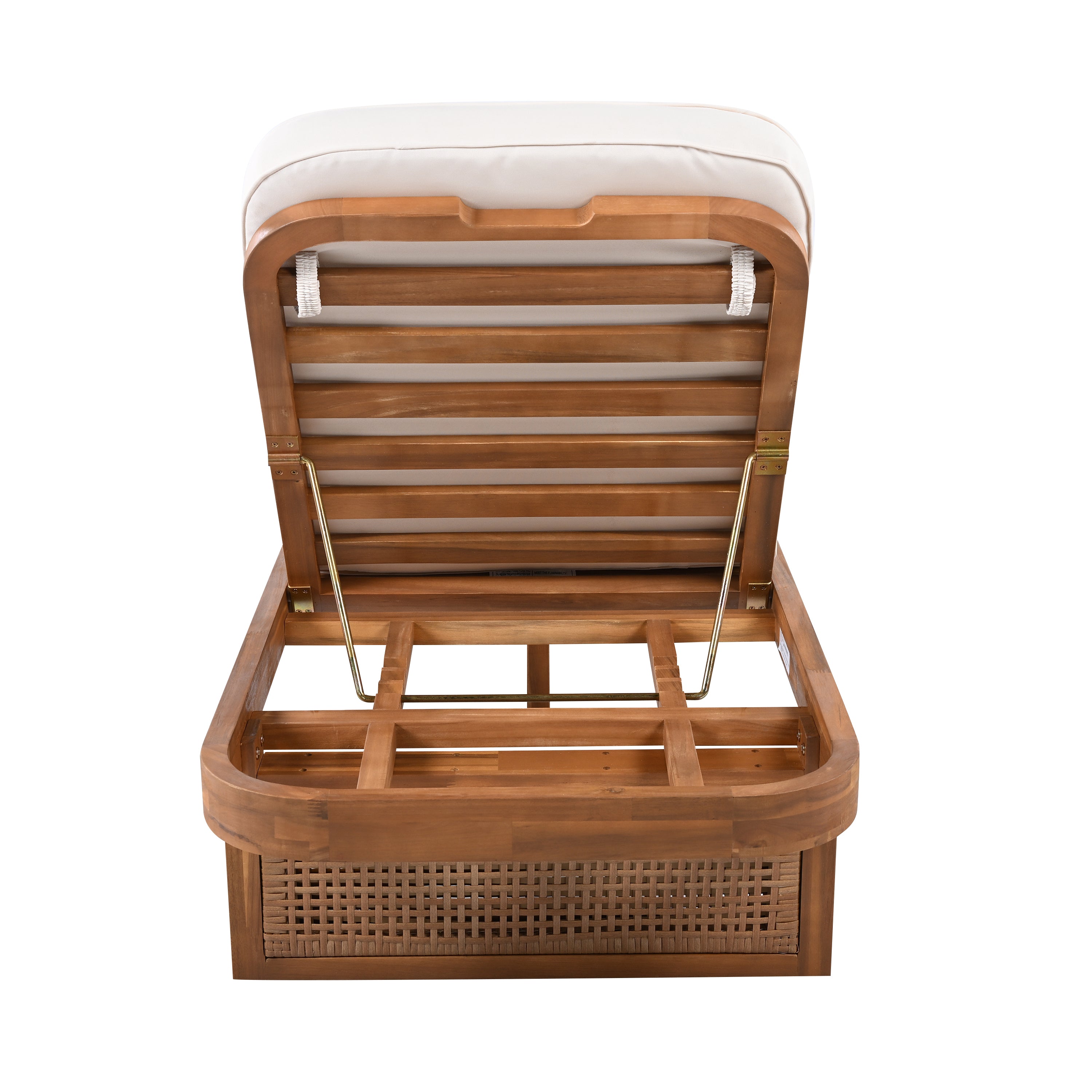 Outdoor Lounge Chair - Acacia Wood & PE Rattan Design with White Cushion