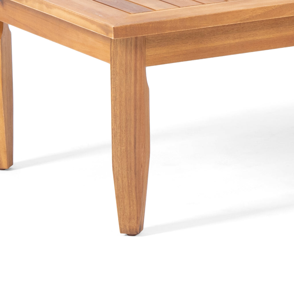 Aston Acacia Wood Outdoor Loveseat Set_Loveseat&Coffee Table - Teak Finish + Dark Gray Cushion