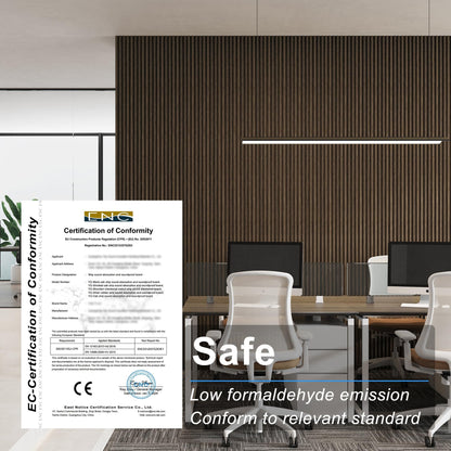 4 Packs 94.5' x 5.7' Solid Wood Panels for Wall, Acoustic Wood Slat Wall Panels for Interior Wall Decor,TV Background, Living Room (Smoking Walnut)