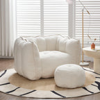 Adult Beige Chenille Square Bean Bag Chair, 41.2x32.3x25".