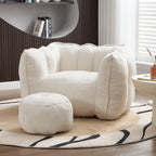 Adult Beige Chenille Square Bean Bag Chair, 41.2x32.3x25".