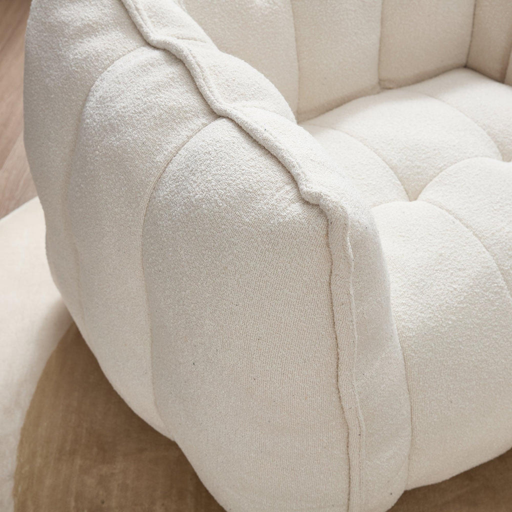 Adult Beige Chenille Square Bean Bag Chair, 41.2x32.3x25".