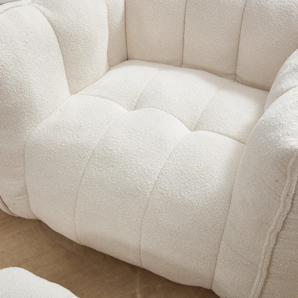 Adult Beige Chenille Square Bean Bag Chair, 41.2x32.3x25".
