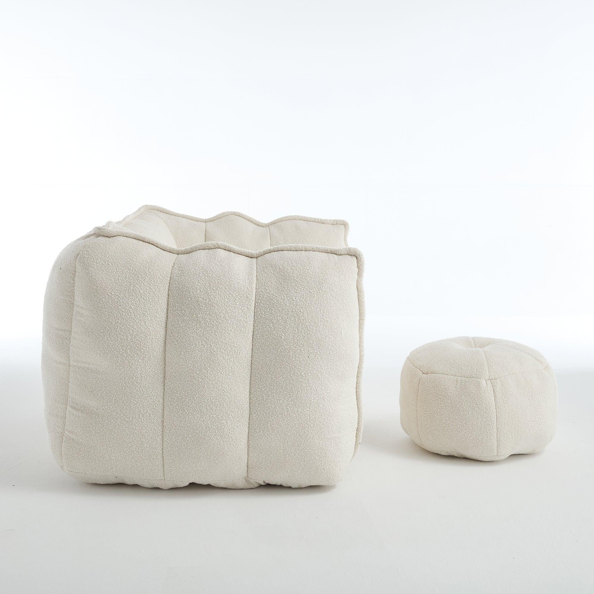 Adult Beige Chenille Square Bean Bag Chair, 41.2x32.3x25".